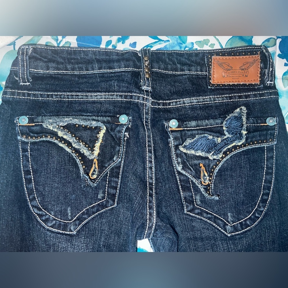 Robin's Jean Blue Straight Jeans Womens Size 25W27L Low Rise